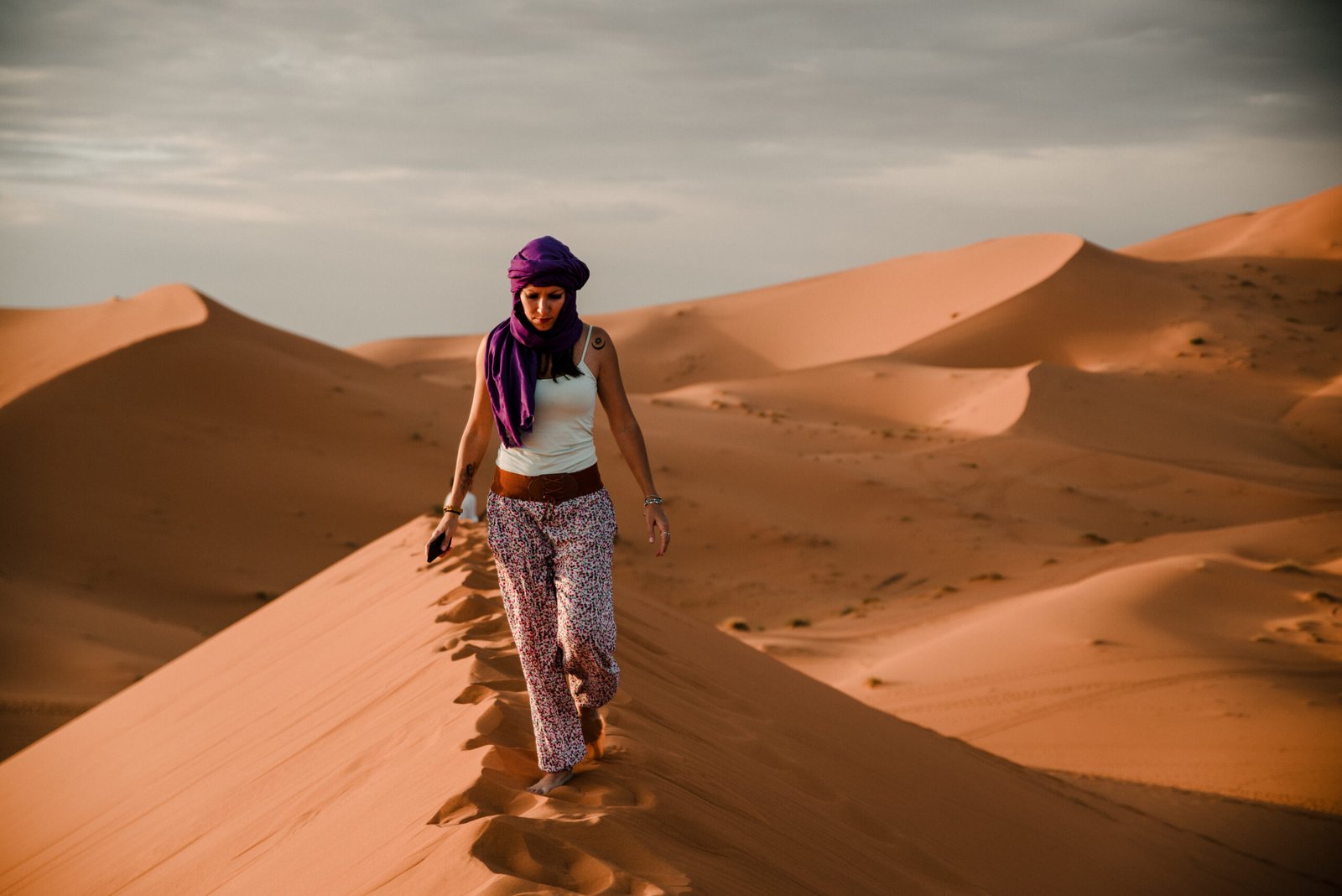 Tourist Walking on Sand Dunes